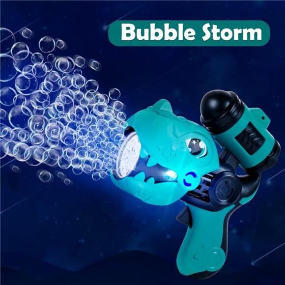 Dinosaur Bubble Gun Blaster for Kids, Bubble Maker with LED Light and Sound - Picture 4 of 6